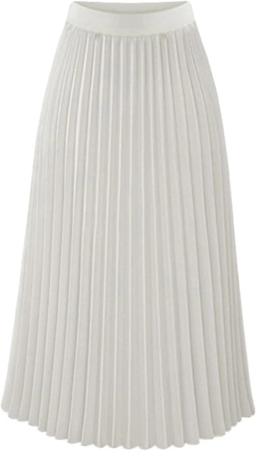 Womens Pleated Maxi Skirts High Waist Swing Boho Skirt Chiffon A-line Long Dress 2025 Elegant Dressy Casual Dresses