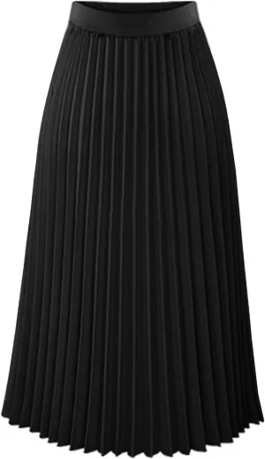 Womens Pleated Maxi Skirts High Waist Swing Boho Skirt Chiffon A-line Long Dress 2025 Elegant Dressy Casual Dresses