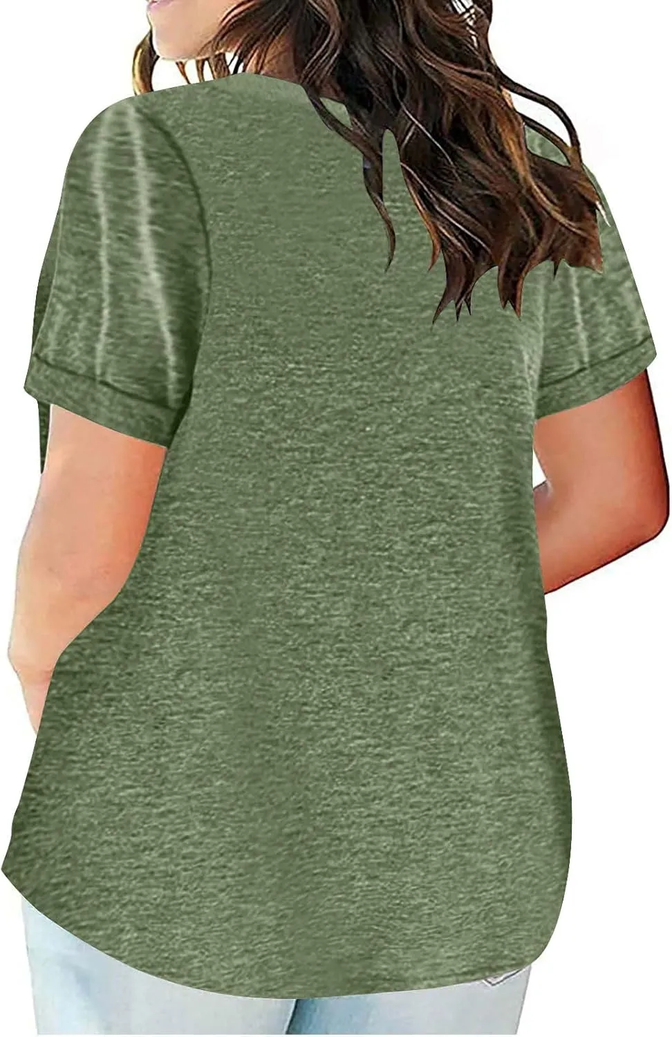 Womens Plus Size Summer Tops Short Sleeve V Neck T Shirts Casual Loose Fit Solid Tshirts Oversized Going Out Tees