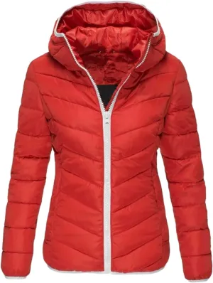 Women's Puffer Jacket Hooded Warm Lightweight Quilted Puffer Coat Casual Thicken Down Zip Up Jackets Outwear