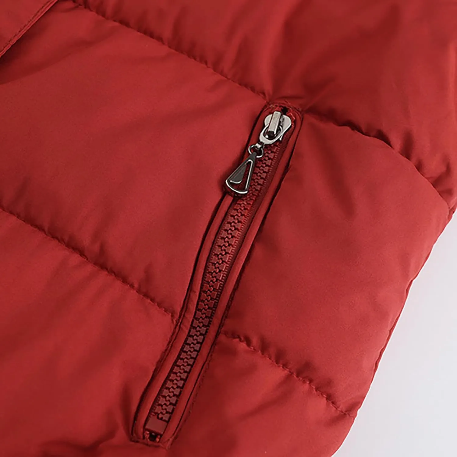 Women's Puffer Jacket Warm Thickened Zip Up Crop Down Jacket Quilted Parkas Faux Fur Removable Hood Outerwear Pockets