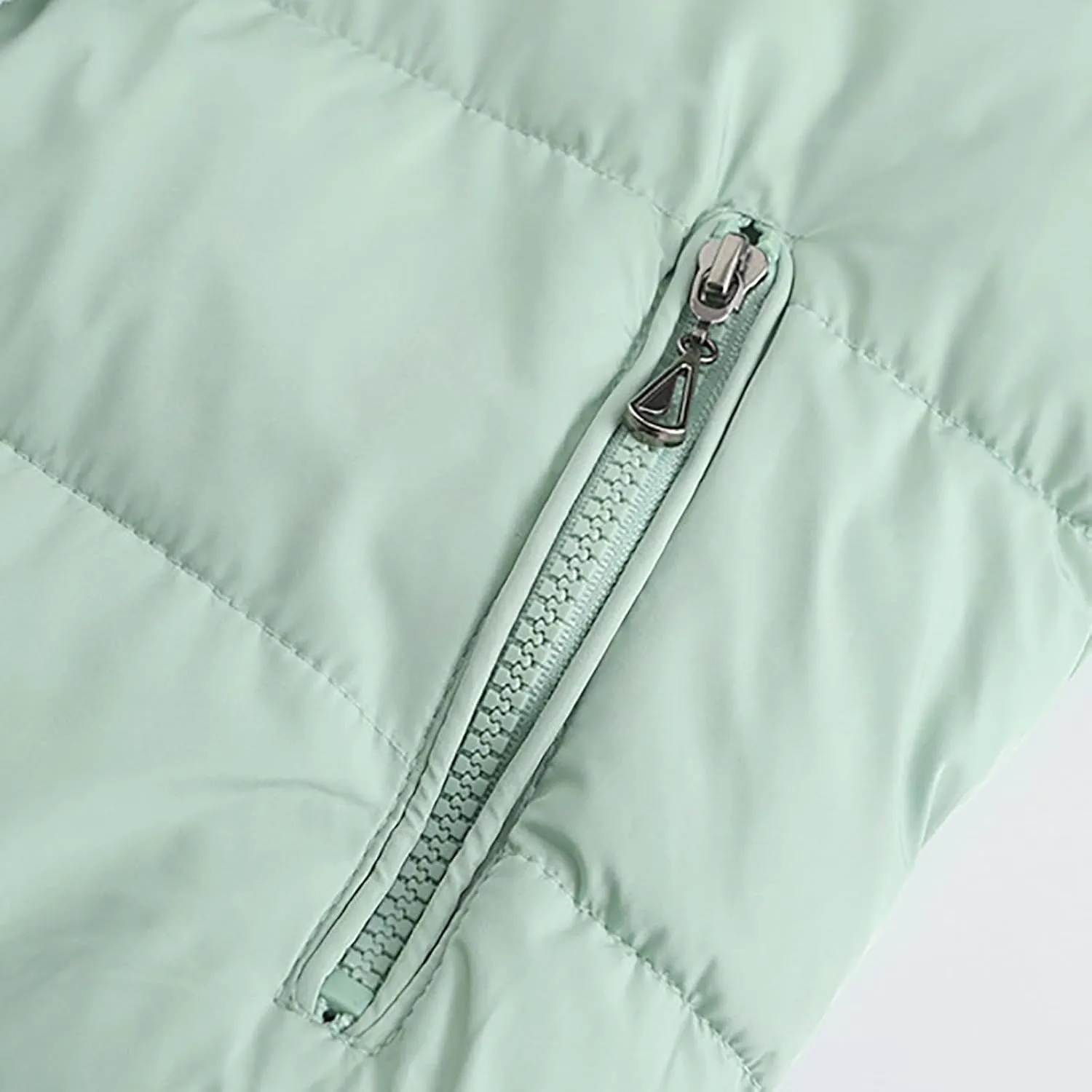 Women's Puffer Jacket Warm Thickened Zip Up Crop Down Jacket Quilted Parkas Faux Fur Removable Hood Outerwear Pockets