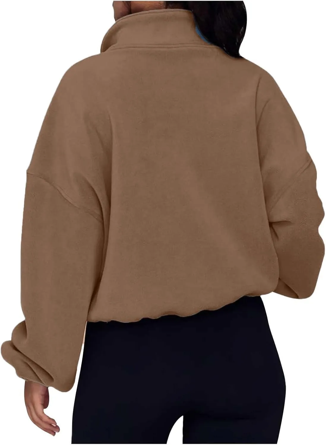 Womens Quarter Zip Hoodies Cropped Sweatshirts Long Sleeve Fleece Half Zip Sweatshirts Fall Outfits Clothes Pullover