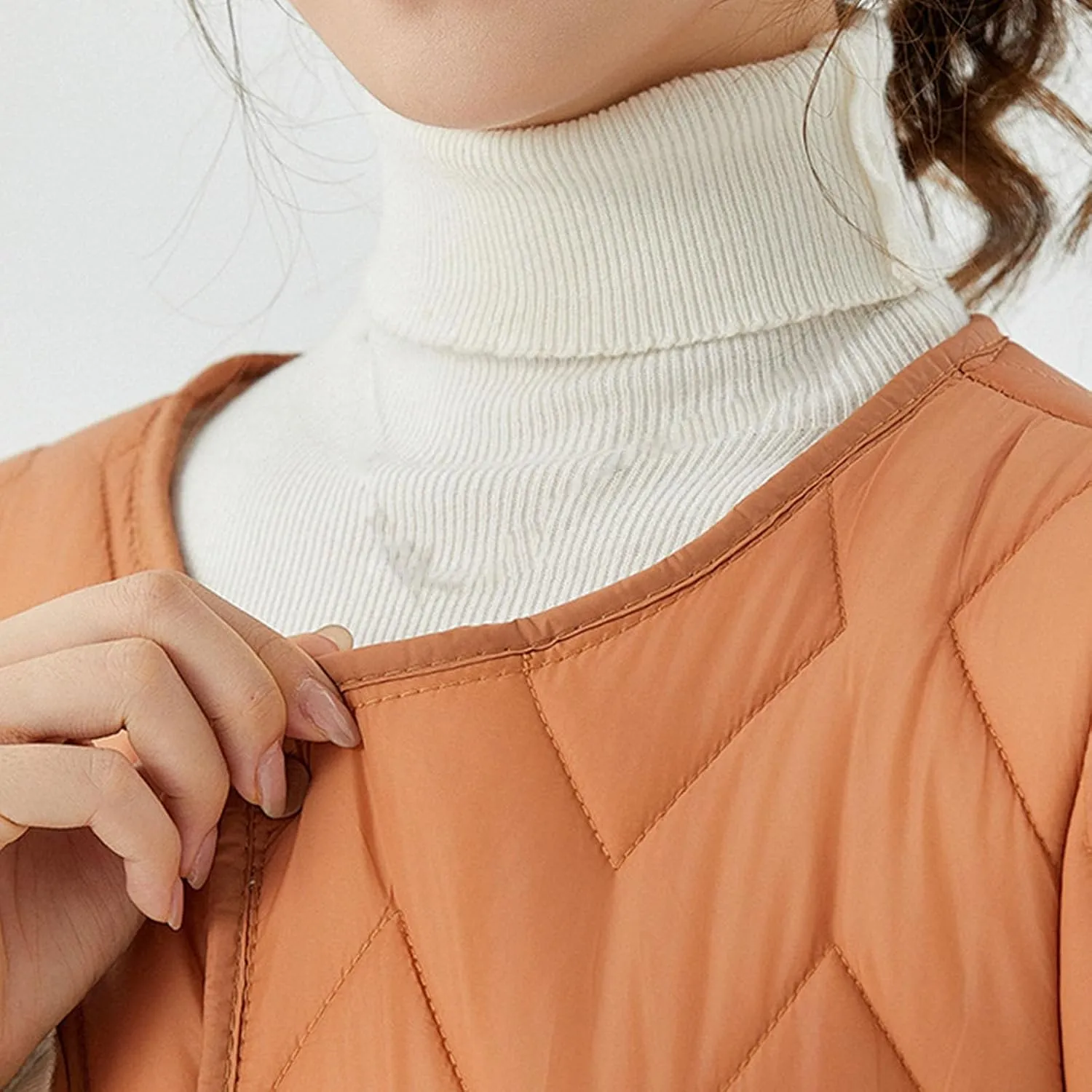 Womens Quilted Puffer Jackets Button Lightweight Down Coats Warm Casual Cropped Long Sleeve Crewneck Padded Outerwear