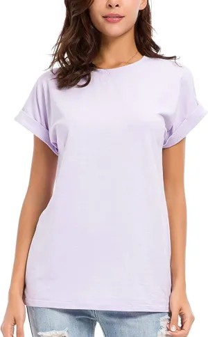 Womens Short Sleeve Loose Fitting T Shirts Cotton Casual Tops