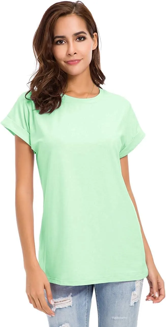 Womens Short Sleeve Loose Fitting T Shirts Cotton Casual Tops