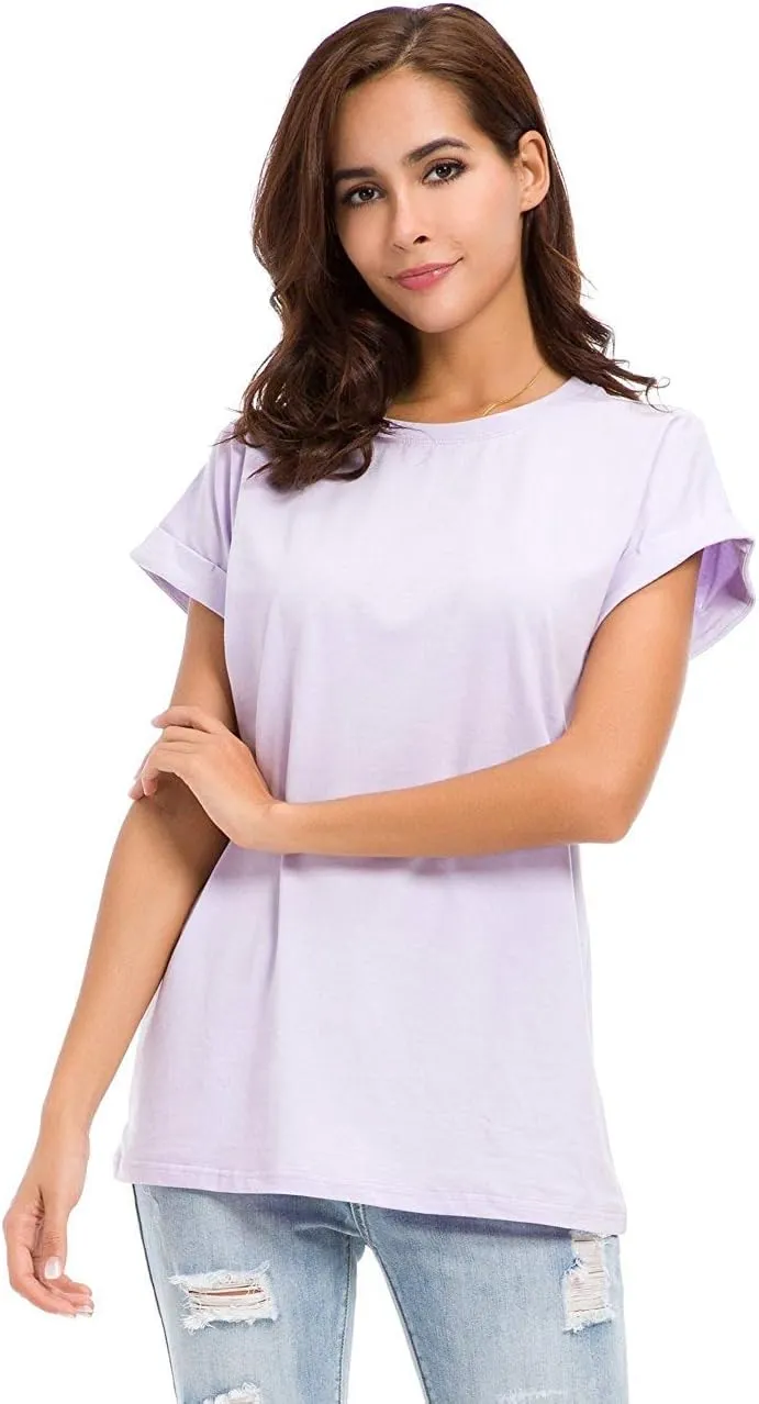 Womens Short Sleeve Loose Fitting T Shirts Cotton Casual Tops