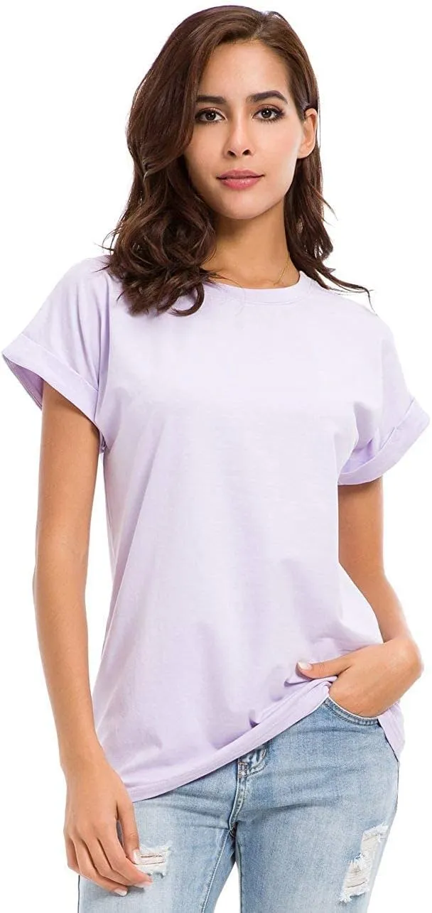 Womens Short Sleeve Loose Fitting T Shirts Cotton Casual Tops