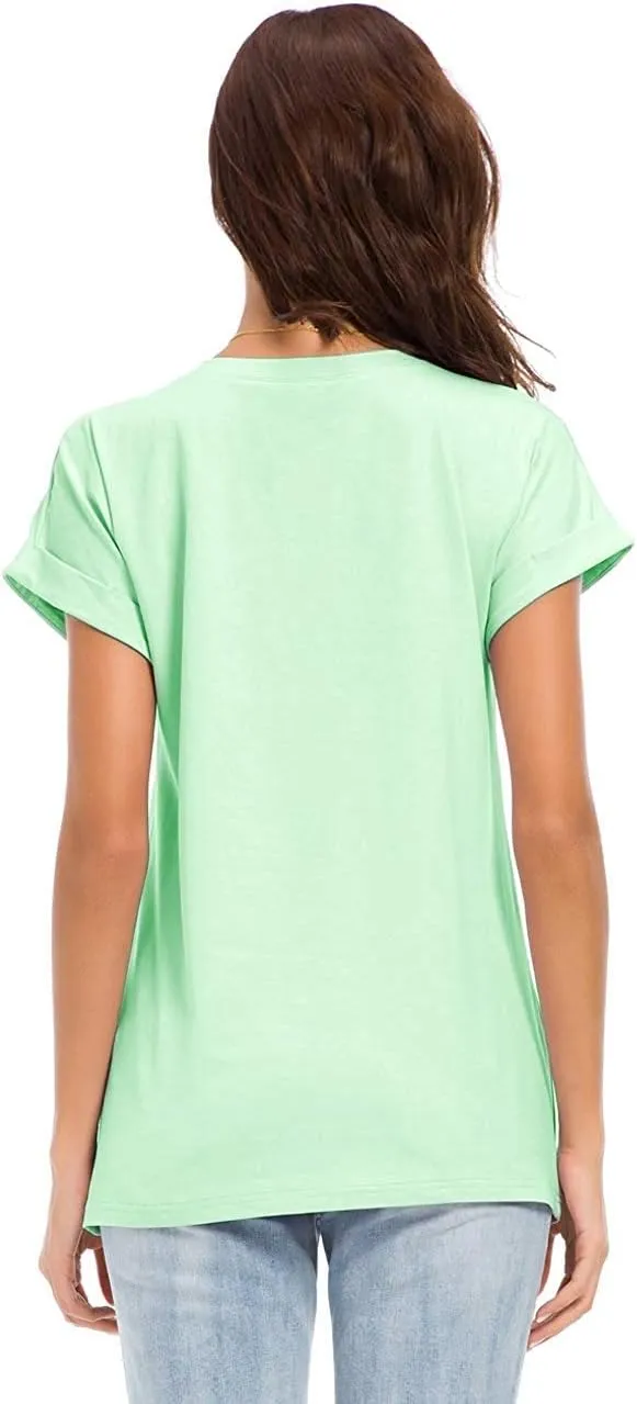 Womens Short Sleeve Loose Fitting T Shirts Cotton Casual Tops