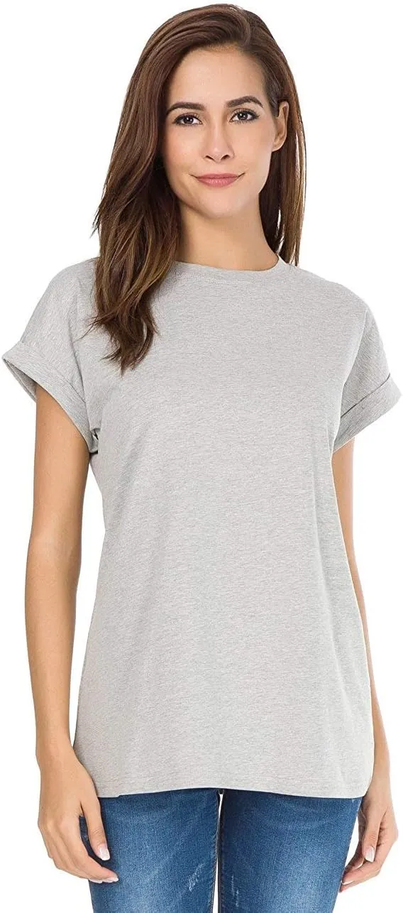 Womens Short Sleeve Loose Fitting T Shirts Cotton Casual Tops