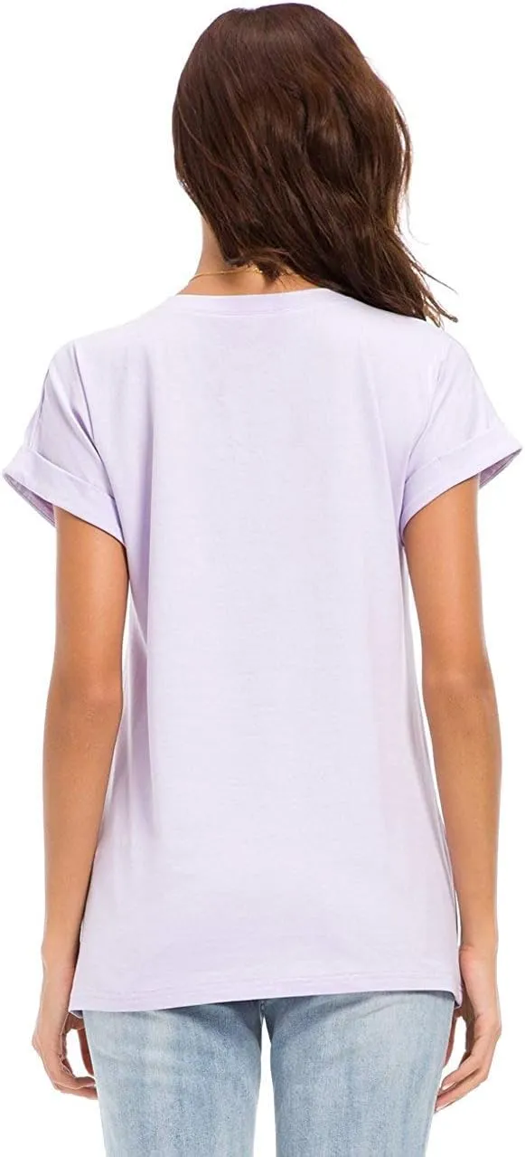 Womens Short Sleeve Loose Fitting T Shirts Cotton Casual Tops