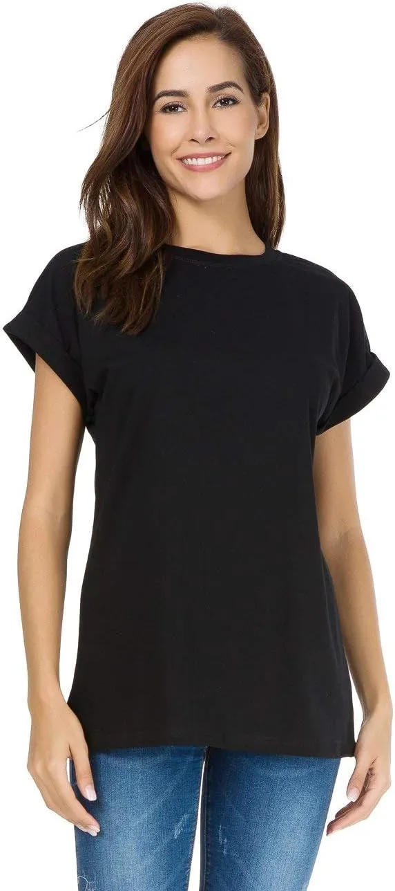Womens Short Sleeve Loose Fitting T Shirts Cotton Casual Tops