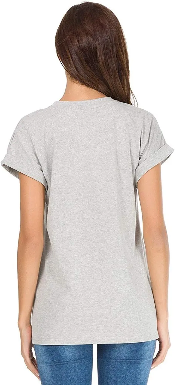 Womens Short Sleeve Loose Fitting T Shirts Cotton Casual Tops