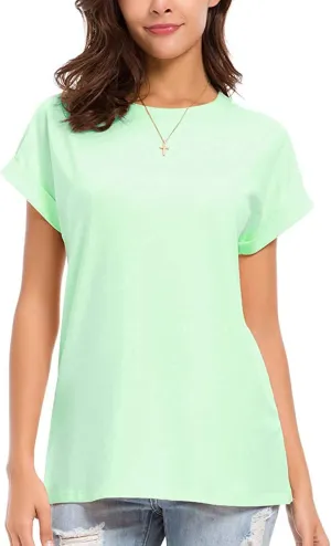 Womens Short Sleeve Loose Fitting T Shirts Cotton Casual Tops