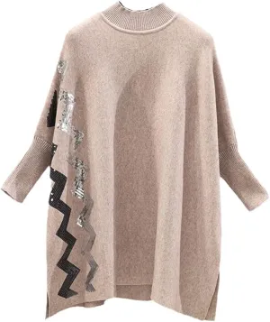 Women's Slit Oversized Turtleneck Sweater Autumn Winter Vintage Soft Warm Knitted Pullovers