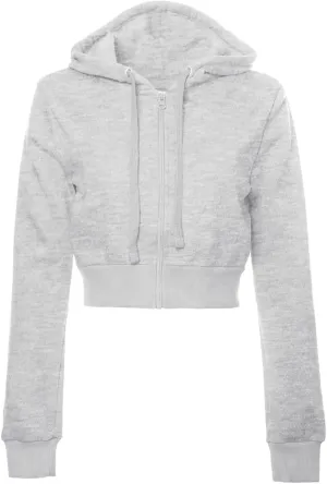 Women's Solid Fleece Long Sleeve Zip Up Crop Hoodie Jacket 2024 Fall Trendy Cropped Hoodie Sweatshirts Preppy Clothes