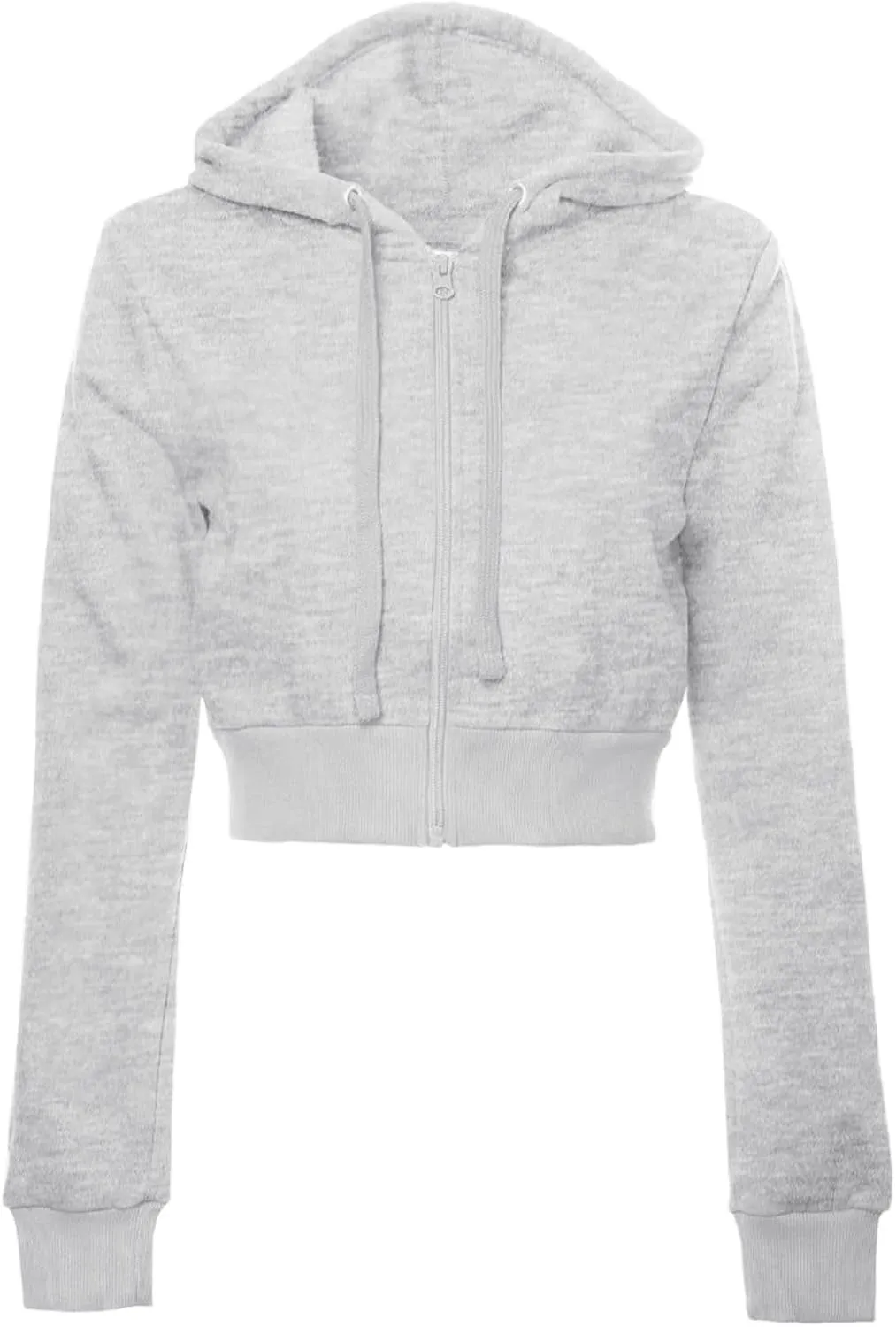 Women's Solid Fleece Long Sleeve Zip Up Crop Hoodie Jacket 2024 Fall Trendy Cropped Hoodie Sweatshirts Preppy Clothes