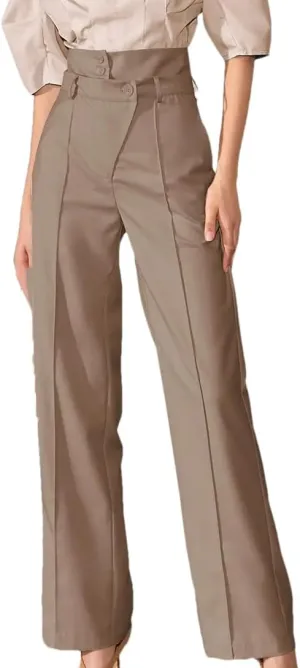 Women's Suit Pants High Waisted Wide-Leg Loose Suit Trousers Straight Cylinder Temperament Women Slacks Solid Office Pant
