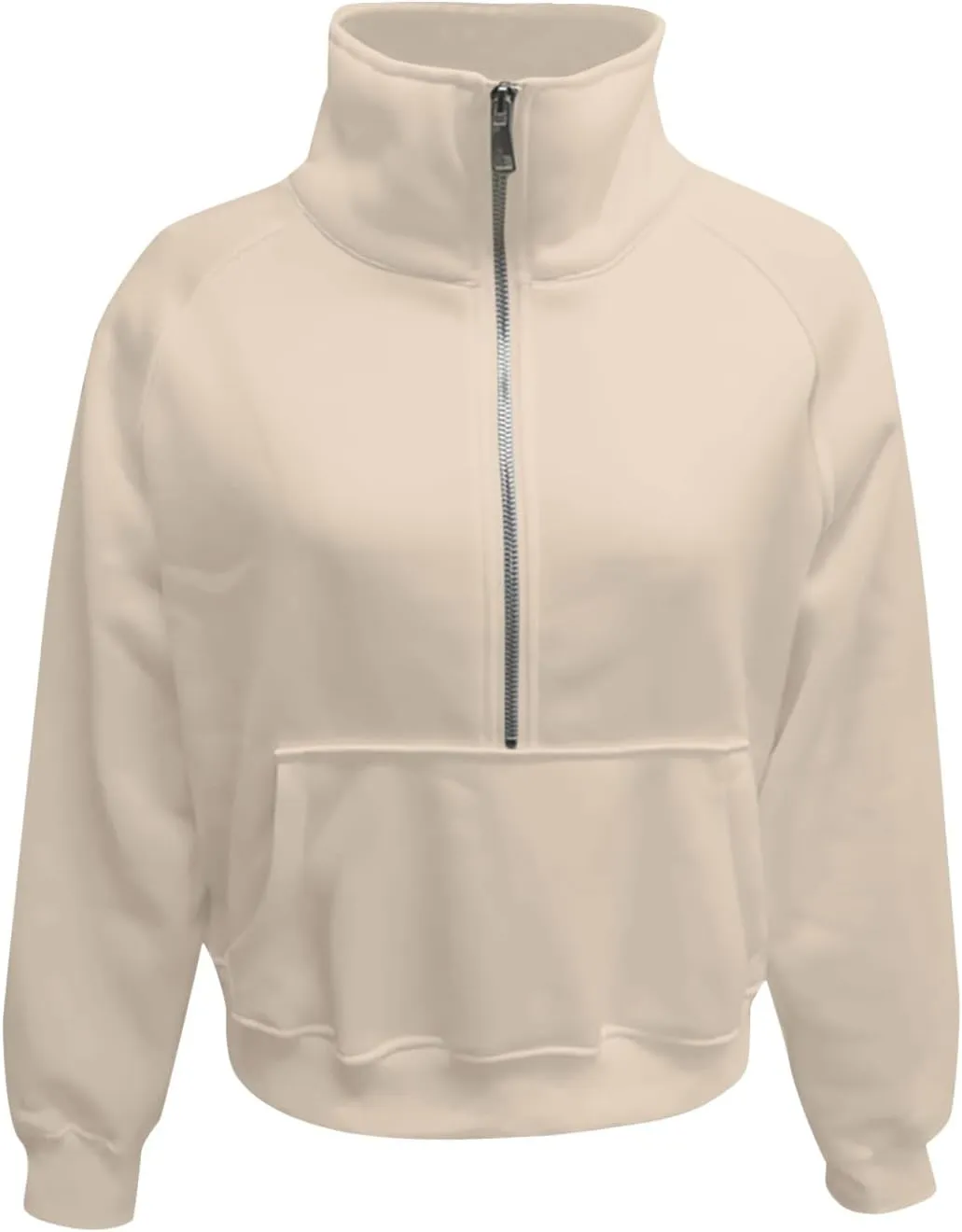Women's Sweatshirts Half Zip Cropped Pullover Sweatshirts Fleece Sweatshirt with Pocket Fall Winter Outfits New Clothes