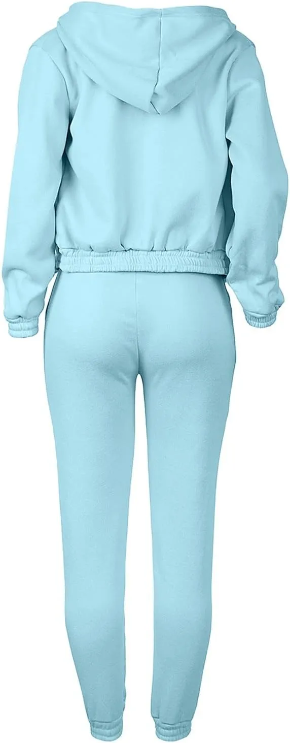 Womens Sweatsuits 3 Piece Set, Loose Pullover Hoodies Tops and Sweatpants Tracksuit Jogger Set Lounge Matching Set