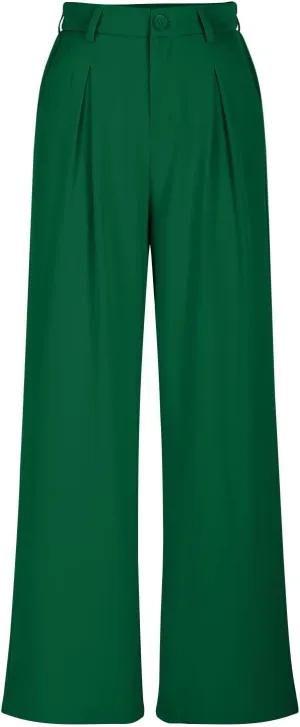 Women's Trendy Dressy Pants Casual Business Work Straight Leg Pants Comfy High Waisted Pleated Baggy Suit Trousers