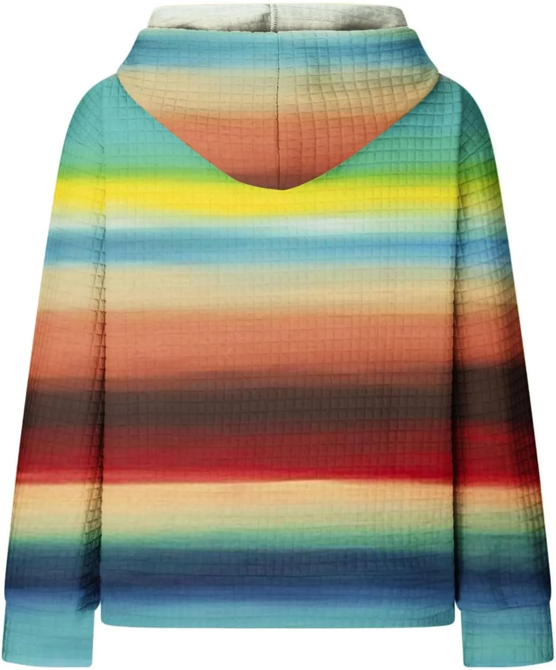 Womens Waffle Knit Hoodie Oversized Fashion Multicolored Sweatshirt Casual Drawstring Pullover Tops with Pockets