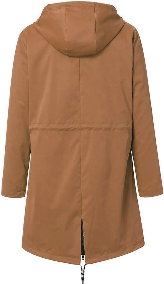 Women's Waterproof Rain Jacket Long Sleeve Lightweight Hooded Raincoat for Hiking Outdoor Drawstring Outerwear Windbreaker