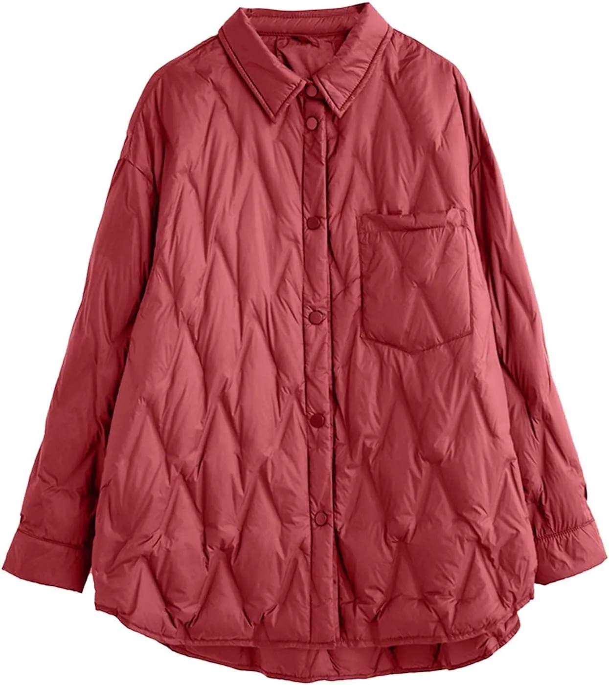 Women's Winter Casual Quilted Jackets Lightweight Button Puffer Jacket Outerwear Casual Down Winter Coat with Pockets