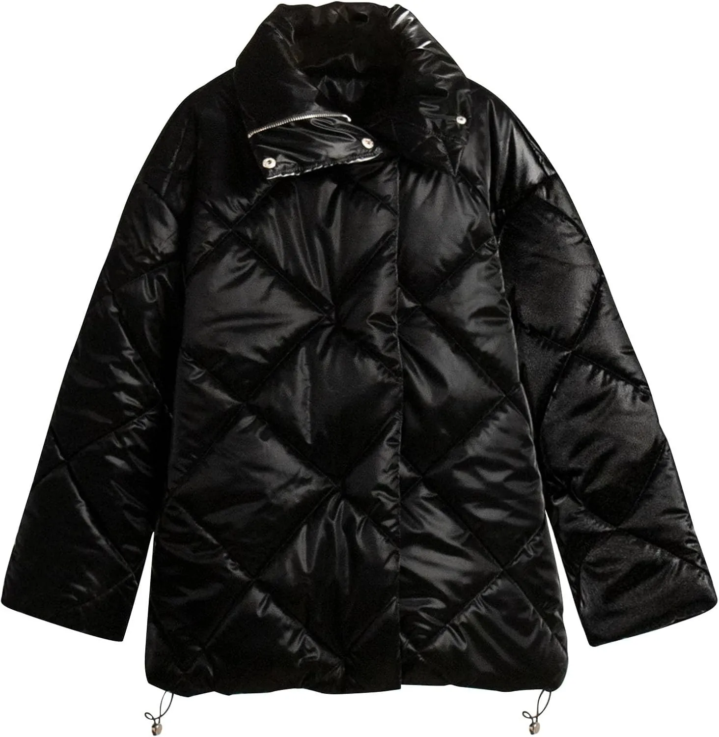 Women's Winter Coat Puffer Down Jacket Thick Warm Stand Collar Puffer Coat Women Long Sleeve Quilted Jackets Outwear