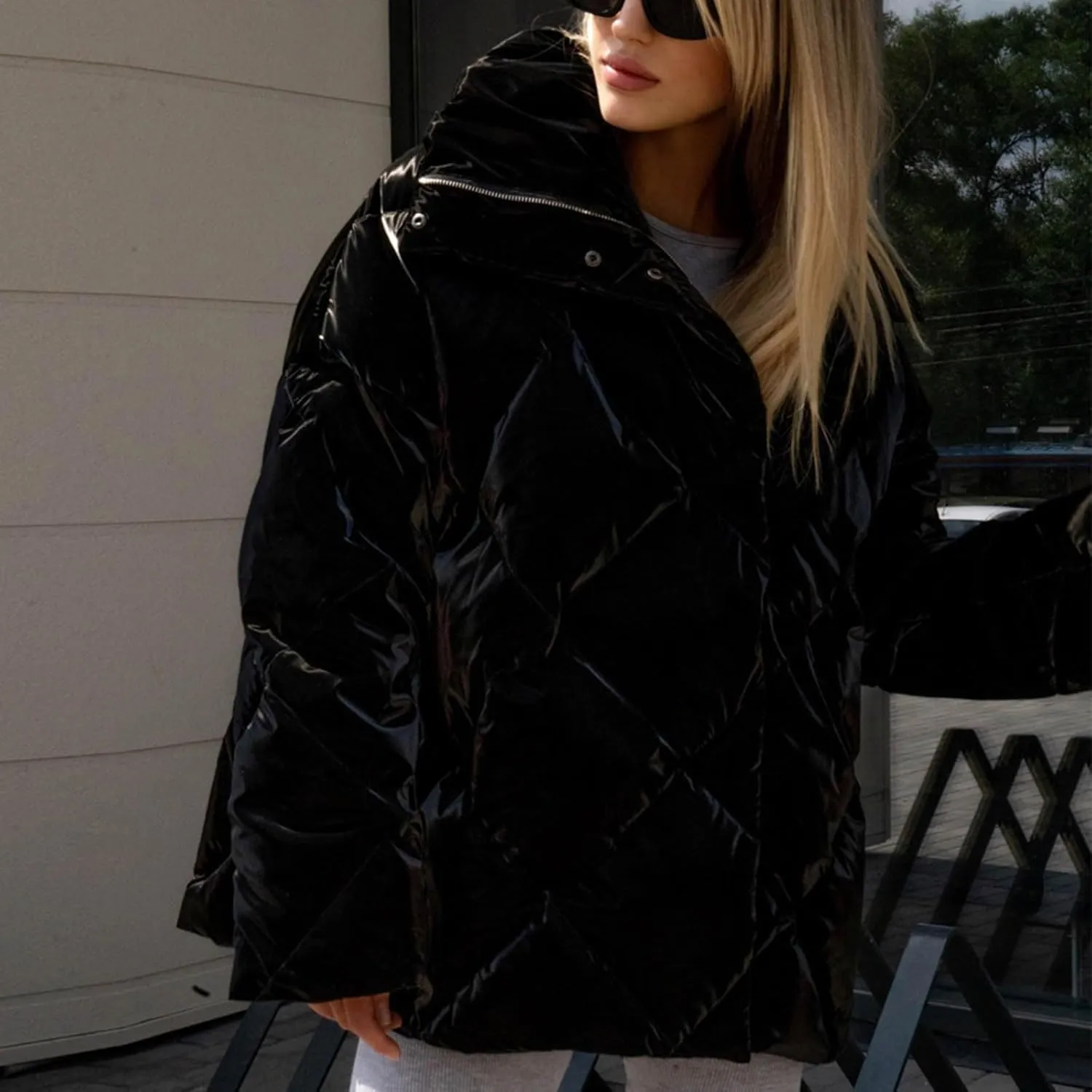 Women's Winter Coat Puffer Down Jacket Thick Warm Stand Collar Puffer Coat Women Long Sleeve Quilted Jackets Outwear