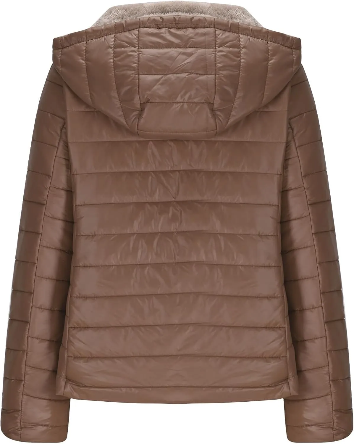 Womens Winter Coats Puffer Thickened Warm Hooded Down Jacket Sherpa Fleece Lined Down Coat Long Sleeve Quilted Jacket