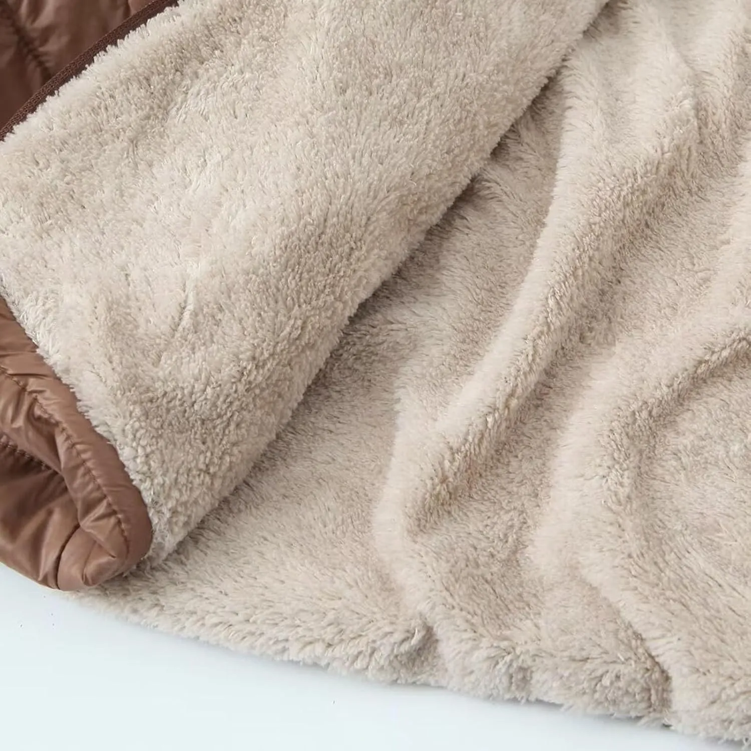 Womens Winter Coats Puffer Thickened Warm Hooded Down Jacket Sherpa Fleece Lined Down Coat Long Sleeve Quilted Jacket