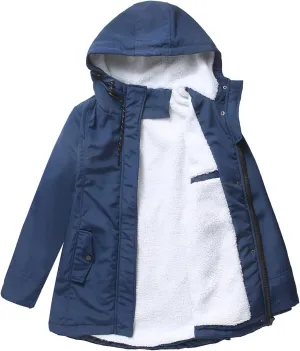 Women's Winter Coats Warm Puffer Coat Thicken Fleece Lined Down Jacket Insulated Solid Hooded Cardigans Coat