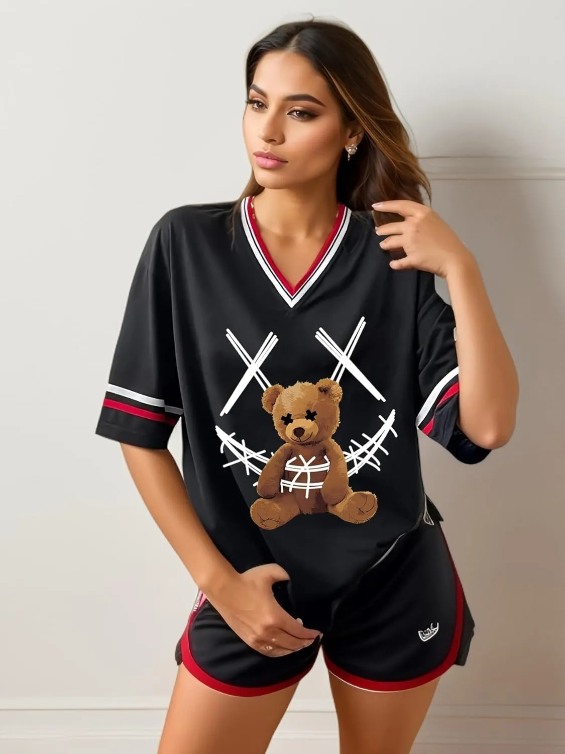 Women's Y2k Harajuku Fashion Korean Graphic T-Shirt Summer Kawaii Bear Goth Casual Tops
