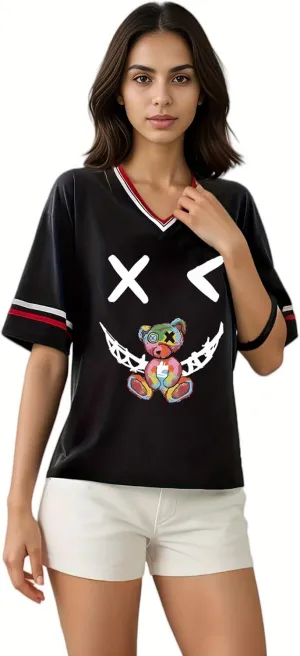 Women's Y2k Harajuku Fashion Korean Graphic T-Shirt Summer Kawaii Bear Goth Casual Tops