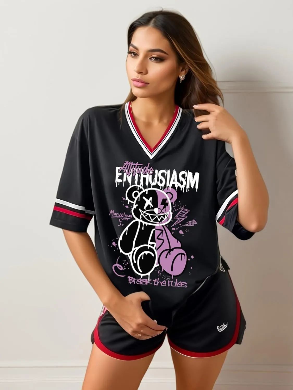 Women's Y2k Harajuku Fashion Korean Graphic T-Shirt Summer Kawaii Bear Goth Casual Tops