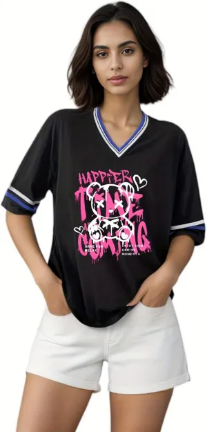 Women's Y2k Harajuku Fashion Korean Graphic T-Shirt Summer Kawaii Bear Goth Casual Tops