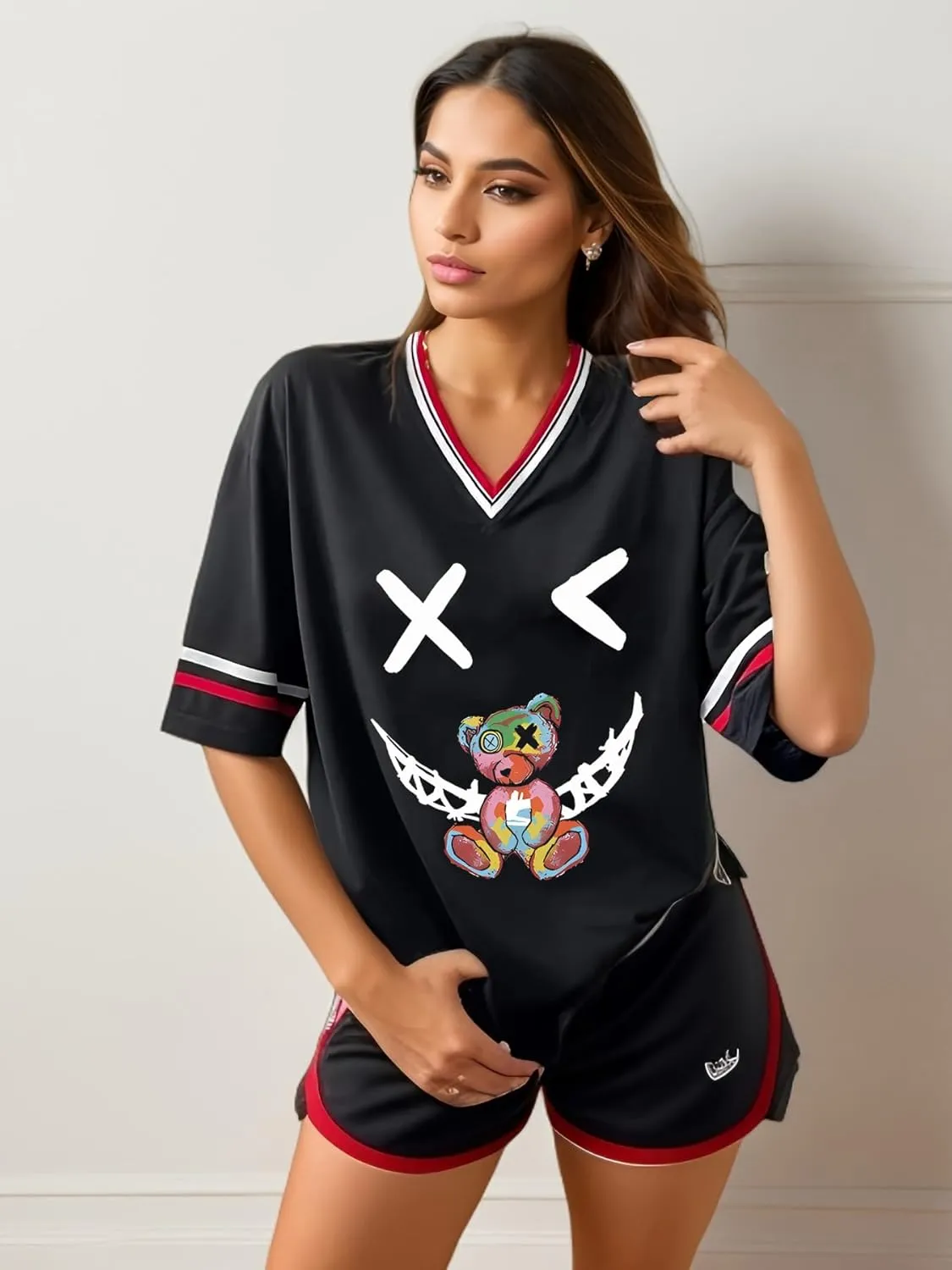 Women's Y2k Harajuku Fashion Korean Graphic T-Shirt Summer Kawaii Bear Goth Casual Tops