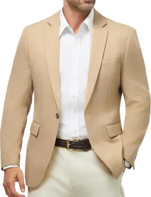 WULFUL Men's Herringbone Blazer Jacket Lightweight Casual Sport Coat One Button Suit Jackets