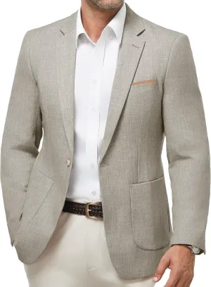 WULFUL Men's Herringbone Blazer Jacket Lightweight Casual Sport Coat One Button Suit Jackets