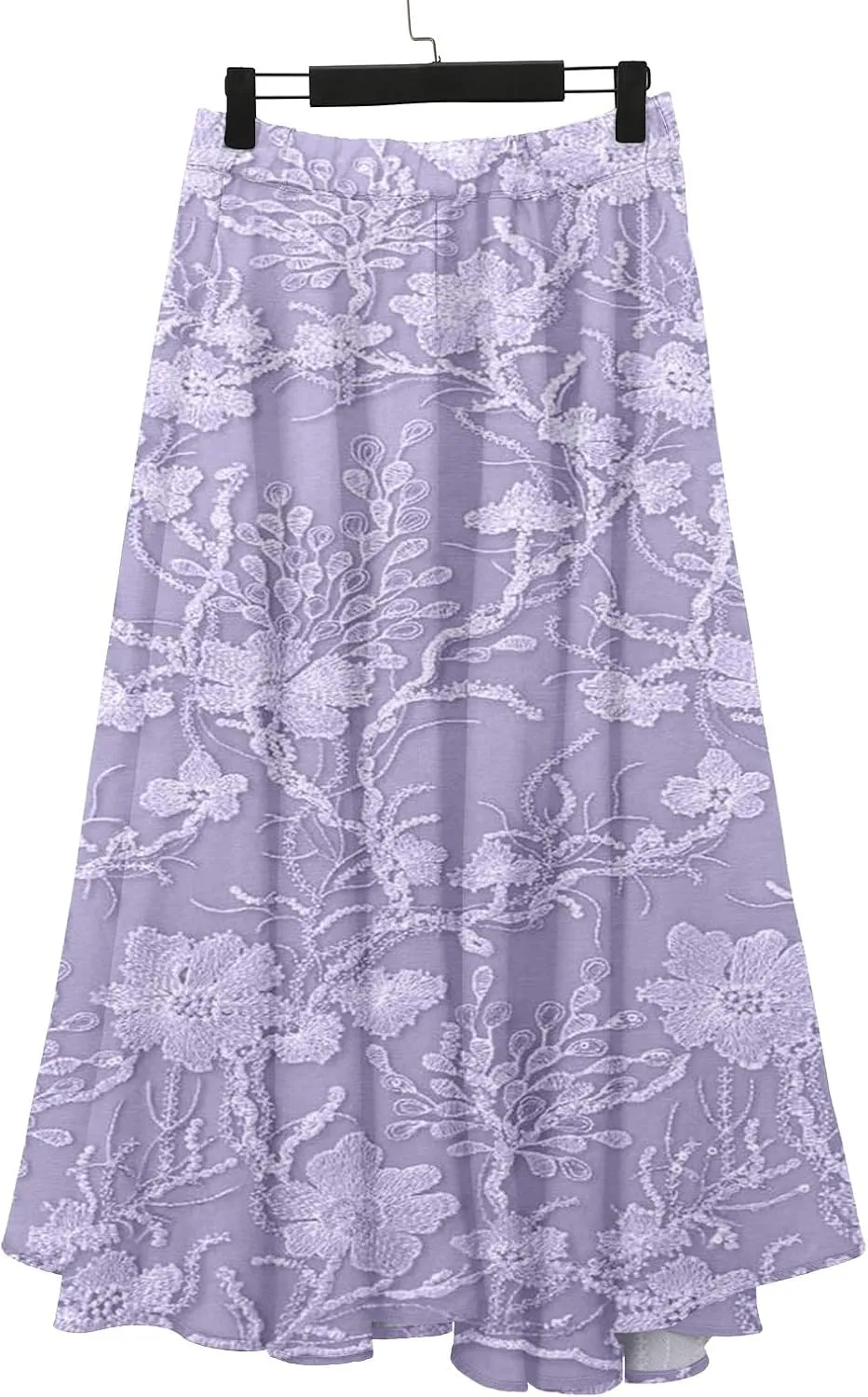 XOWRTE Women's Boho Casual Skirts Summer 2025 Lace Embroidery Elastic Waist Flowy Tiered A-Line Beach Maxi Skirt Swing Cute