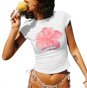 Y2k Tiger Graphic Baby Tee for Women Cute White Short Sleeve Crop Top Summer Aesthetic Vintage Clothes Teen Girls