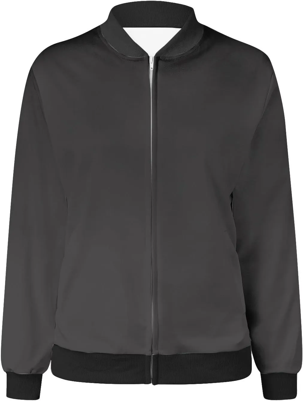 yardsong Bomber Jacket for Women Fall Lightweight Casual Coats Plus Size Zip Up Long Sleeve Windbreaker Outwear with Pockets