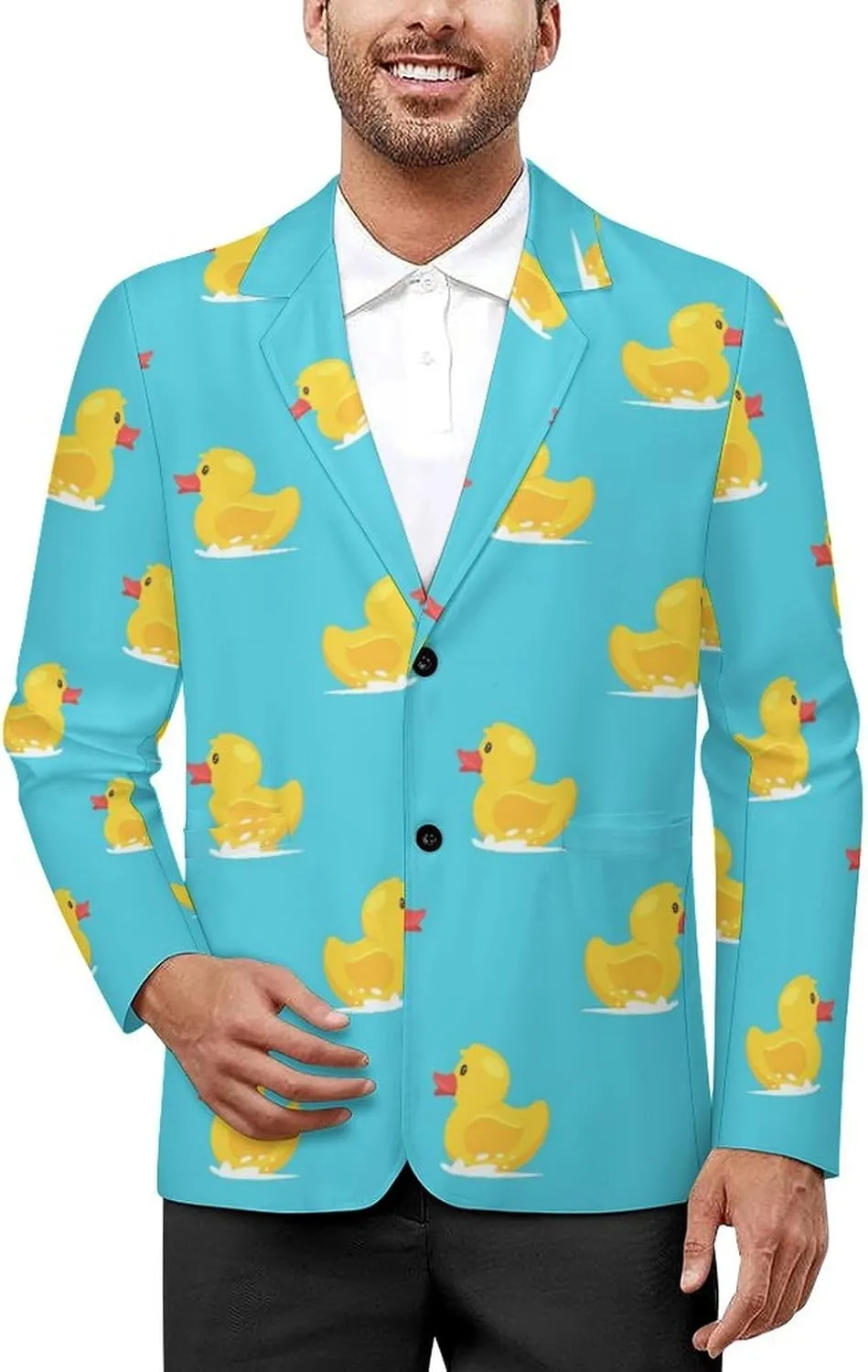 Yellow Rubber Duck Mens Blazer Suit Jacket Lightweight Slim Fit Casual Coat