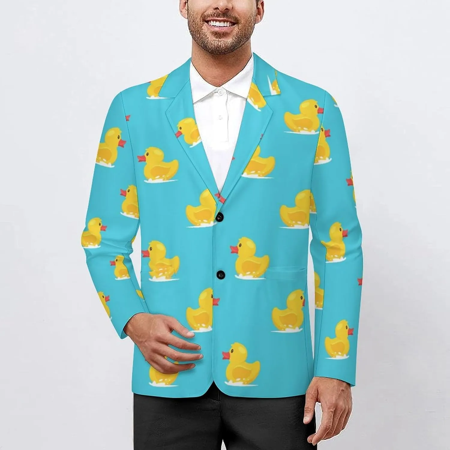 Yellow Rubber Duck Mens Blazer Suit Jacket Lightweight Slim Fit Casual Coat