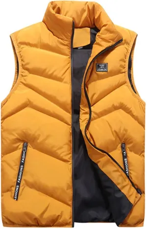 Ymosrh Fashion Coats for Men Autumn Winter Stand Collar Color Waistcoat Vest Jacket Top Coat Waterproof Jackets