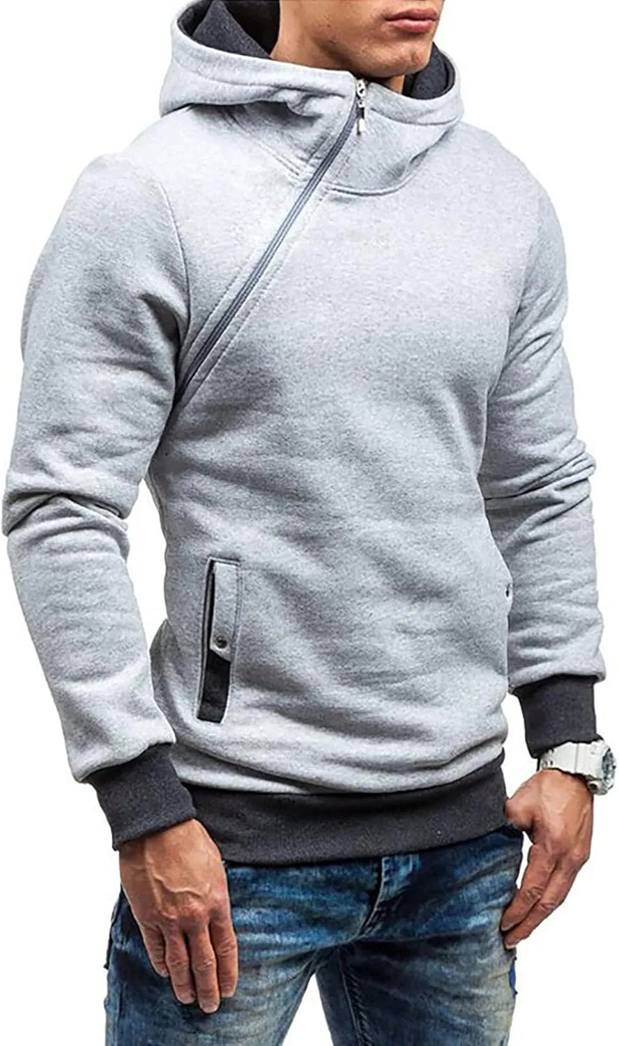 Ymosrh Fashion Coats for Men Camouflage Sports Sweatshirt Long Sleeve Zipper Hooded Jacket Coat Winter Jackets