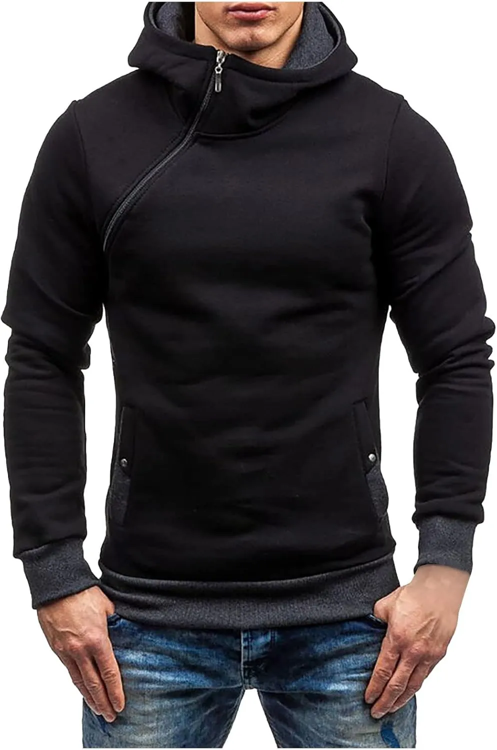 Ymosrh Fashion Coats for Men Camouflage Sports Sweatshirt Long Sleeve Zipper Hooded Jacket Coat Winter Jackets
