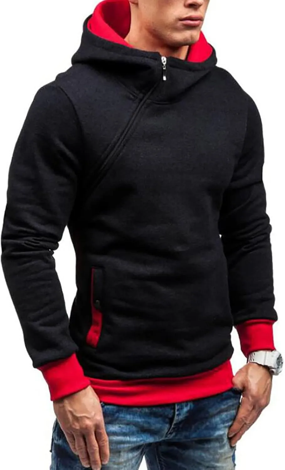 Ymosrh Fashion Coats for Men Camouflage Sports Sweatshirt Long Sleeve Zipper Hooded Jacket Coat Winter Jackets