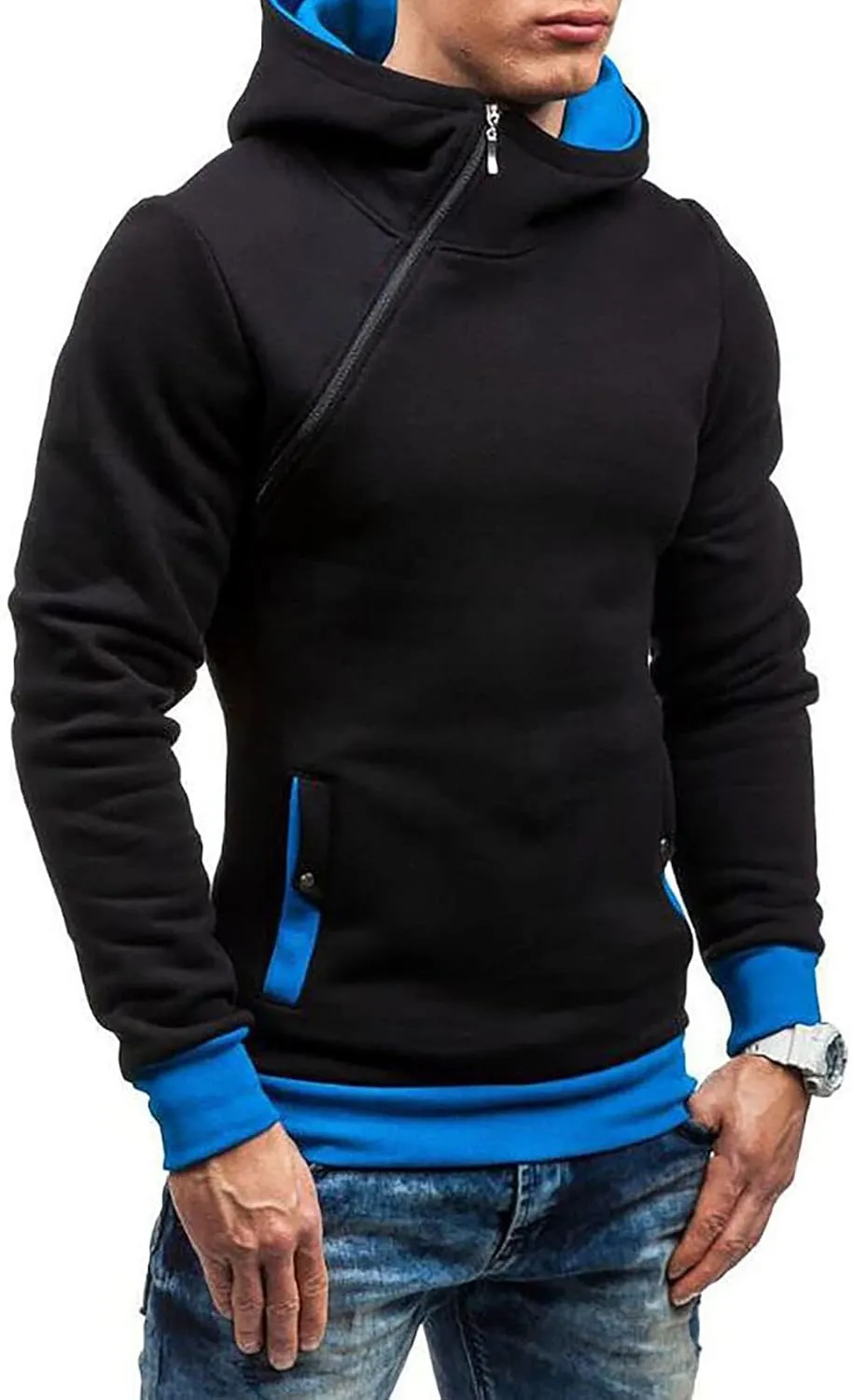 Ymosrh Fashion Coats for Men Camouflage Sports Sweatshirt Long Sleeve Zipper Hooded Jacket Coat Winter Jackets